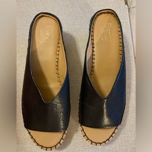 Franco Sarto wedge black leather sandals